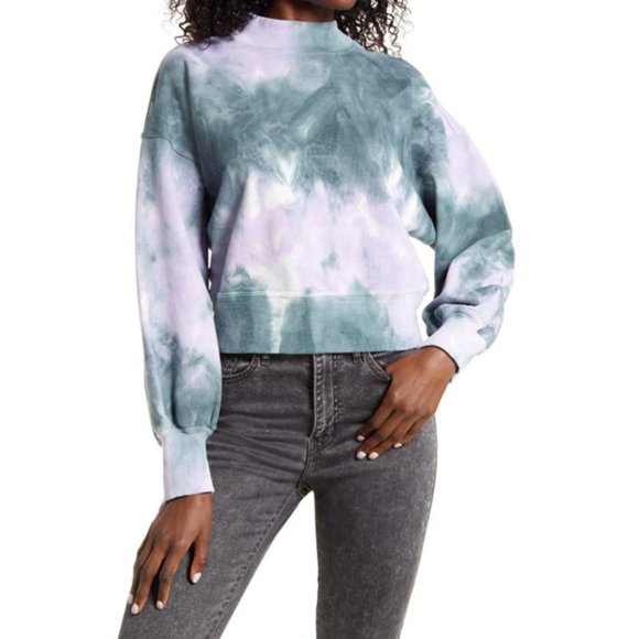 All in Favor Sweaters - All in Favor Puff Sleeve Tie-Dye Crewneck Sweater Cropped Women's Medium